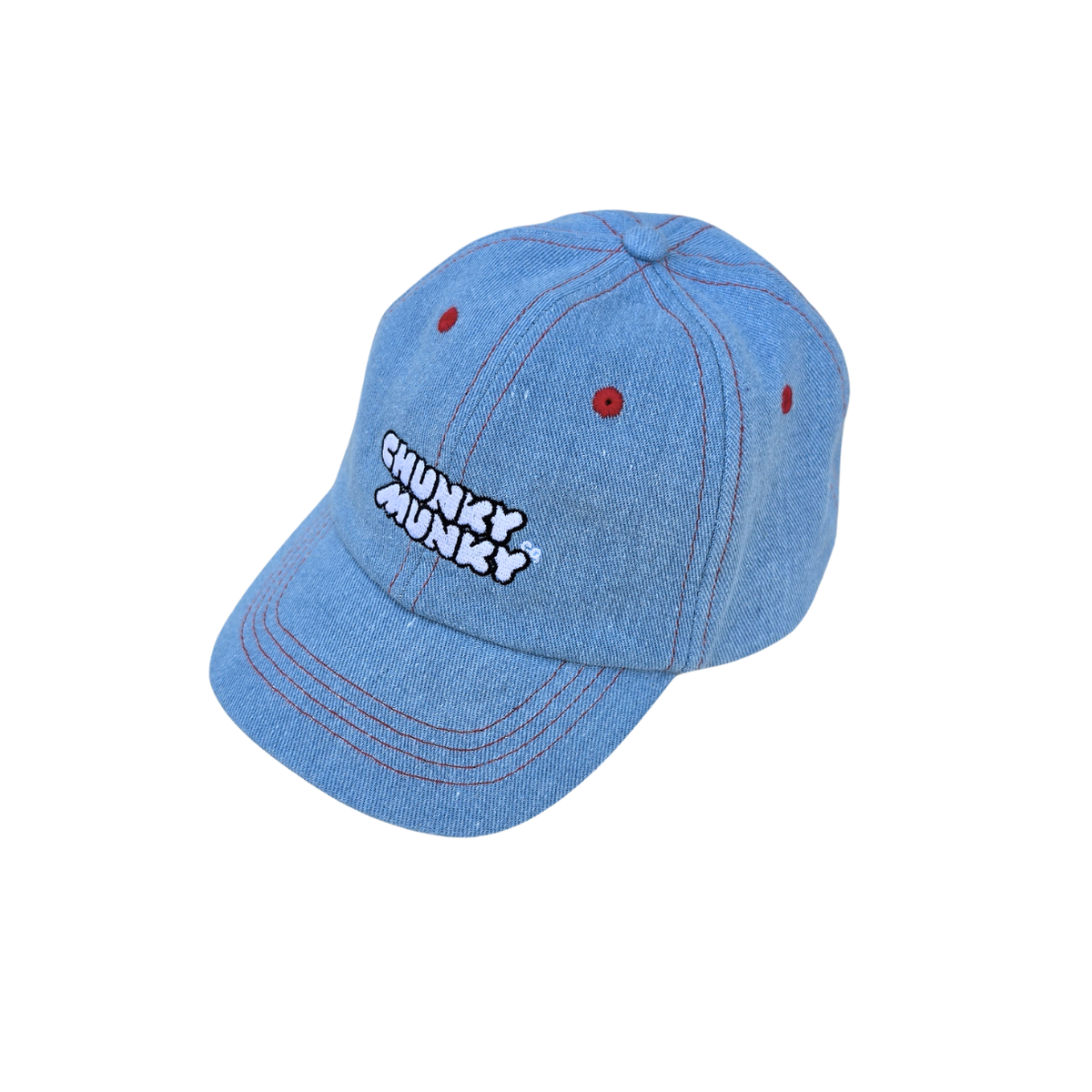 NOT A BEIGE KID BASEBALL CAP - RED STITCH DENIM