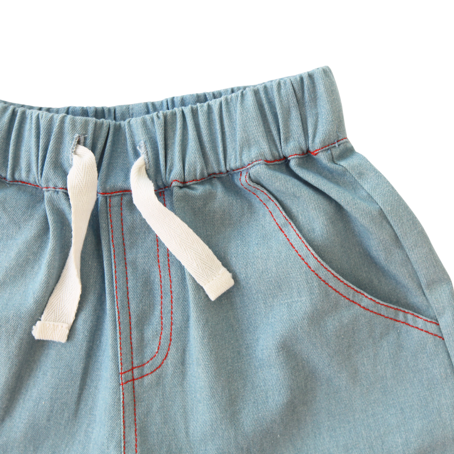 RED-STITCH REBEL DENIM SHORTS