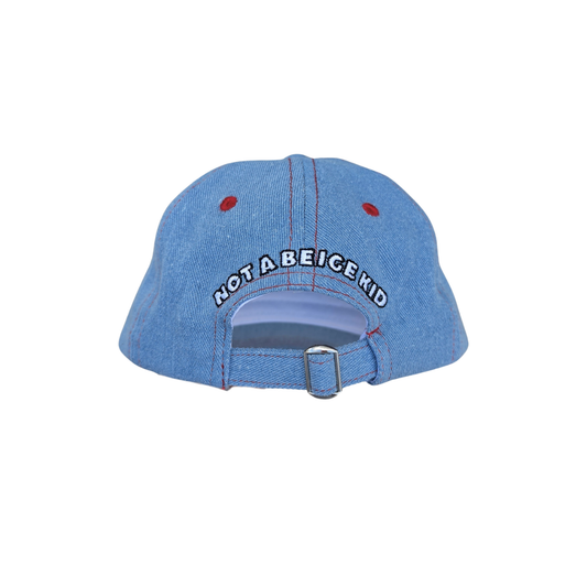 NOT A BEIGE KID BASEBALL CAP - RED STITCH DENIM