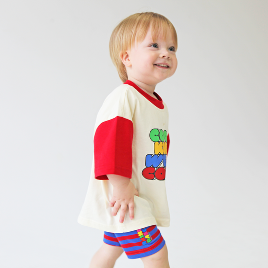 TROUBLE-MAKER STRIPE BIKE SHORTS