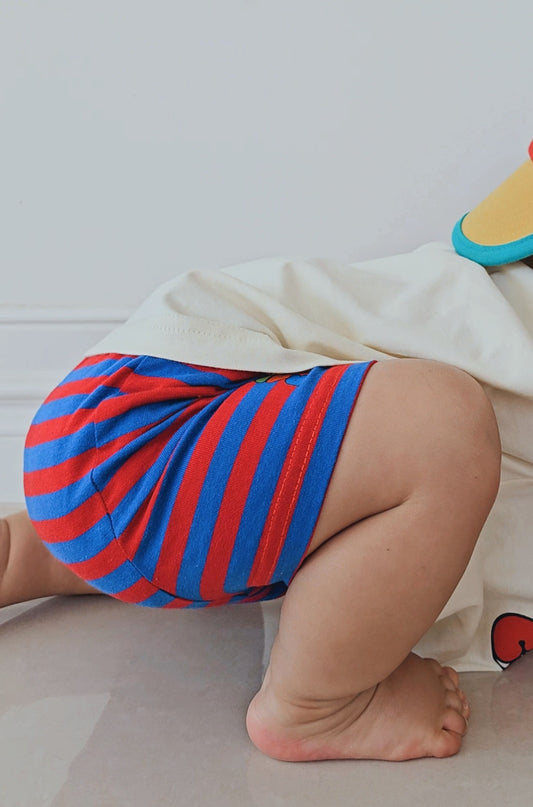 TROUBLE-MAKER STRIPE BIKE SHORTS