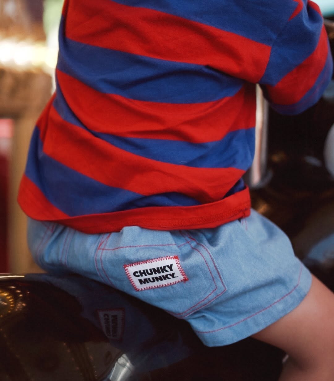 RED-STITCH REBEL DENIM SHORTS