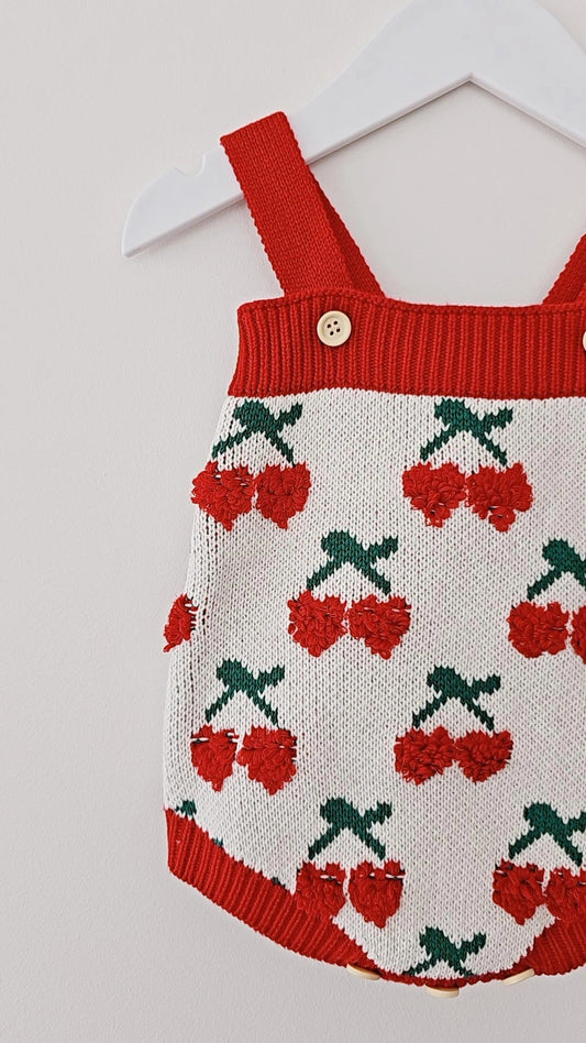 MON CHERRY KNIT ROMPER