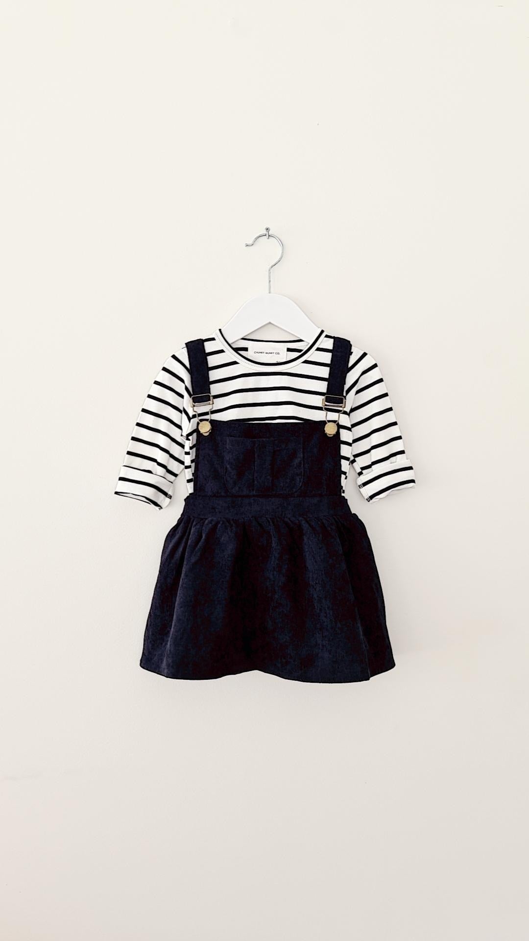 WEDNESDAY STRIPE PINAFORE SKIRT SET