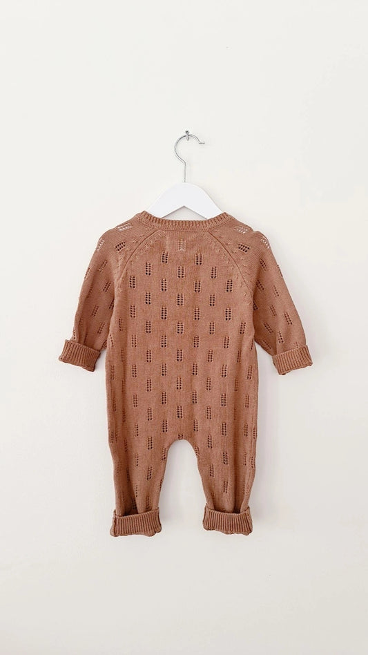 Knit Baby Romper & Cap Set